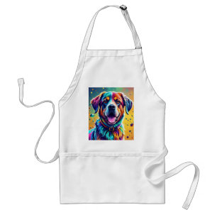 Colourful giant happy playful funny dog, splash standard apron