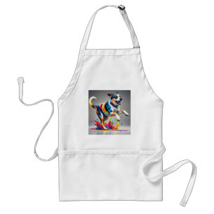 Colourful giant happy playful funny dog, standard apron