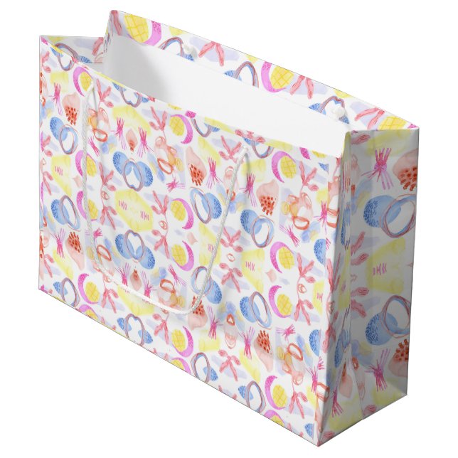 Colourful gift bag featuring a playful design  (Front Angled)