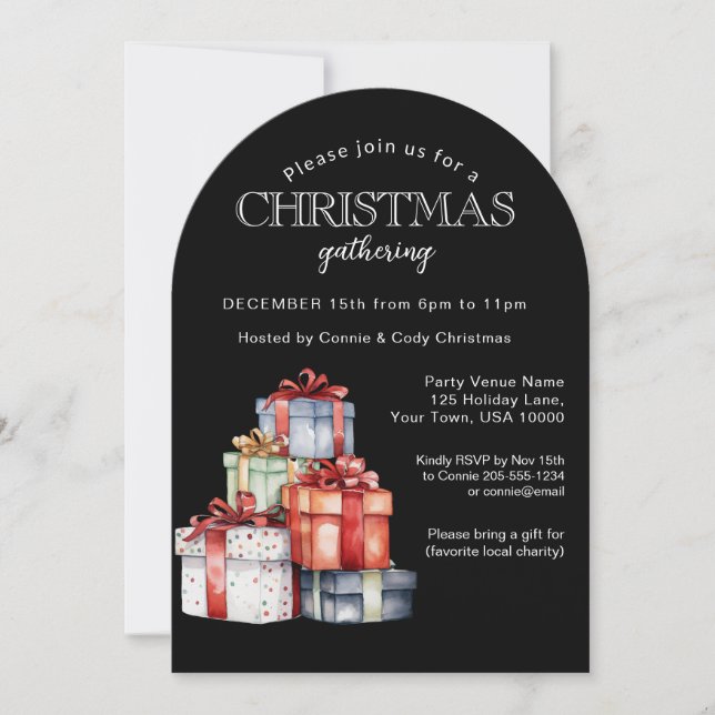 Colourful Gift Packages Christmas Party  Invitatio Invitation (Front)