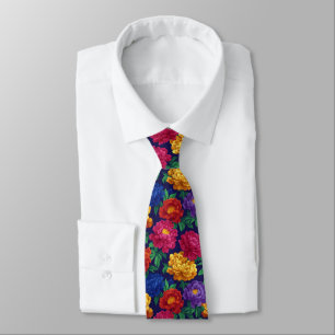 Colourful Gifts For Father Peonies Floral Tie