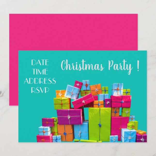 Colourful gifts modern Christmas party Invitation (Front/Back)