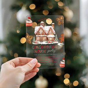 Colourful Gingerbread House Birthday Party Acrylic Acrylic Invitations