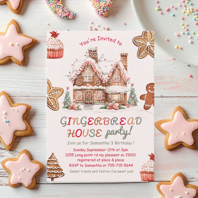Colourful Gingerbread House Birthday Party Invitation (Creator Uploaded)