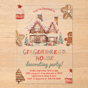 Colourful Gingerbread House Decorating Party  Acrylic Invitations