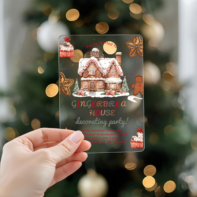 Colourful Gingerbread House Decorating Party  Acrylic Invitations (Creator Uploaded)
