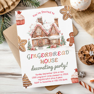 Colourful Gingerbread House Decorating Party  Invitation