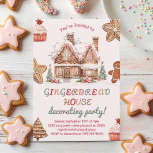 Colourful Gingerbread House Decorating Party  Invitation