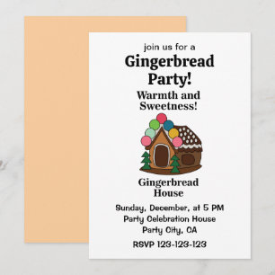 Colourful Gingerbread House Party Invitation