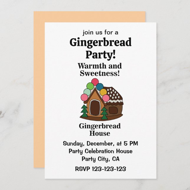 Colourful Gingerbread House Party Invitation (Front/Back)