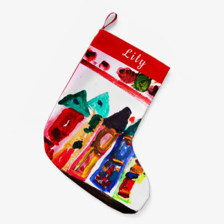 Colourful Gingerbread Houses Personalised Small Christmas Stocking
