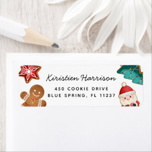 Colourful Gingerbread Santa Christmas Cookies Return Address Label