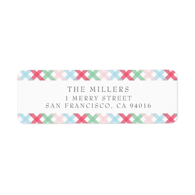 Colourful Gingham Christmas Address Labels (Front)