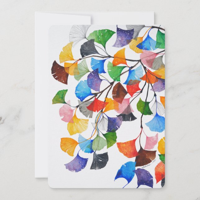 Colourful Ginkgo Biloba - Blank Card (Front)