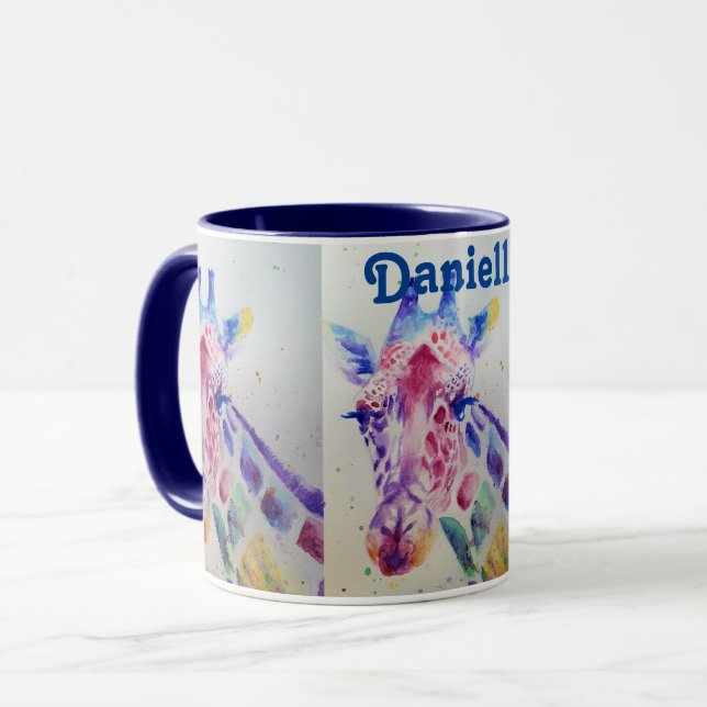 Colourful Giraffe Animal Watercolour Art Design Tw Mug (Front Left)