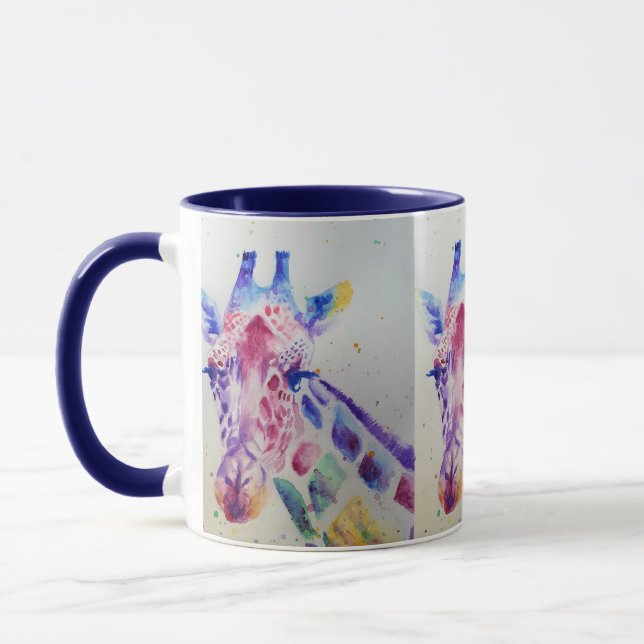 Colourful Giraffe Animal Watercolour Art Design Tw Mug (Left)