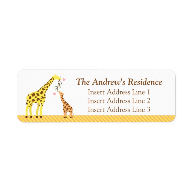 Colourful Giraffe Baby Shower Address RSVP Labels (Front)
