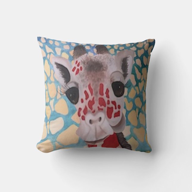 Colourful Giraffe Design Cushion (Front)