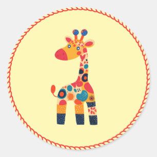 Colourful Giraffe for Kids Classic Round Sticker