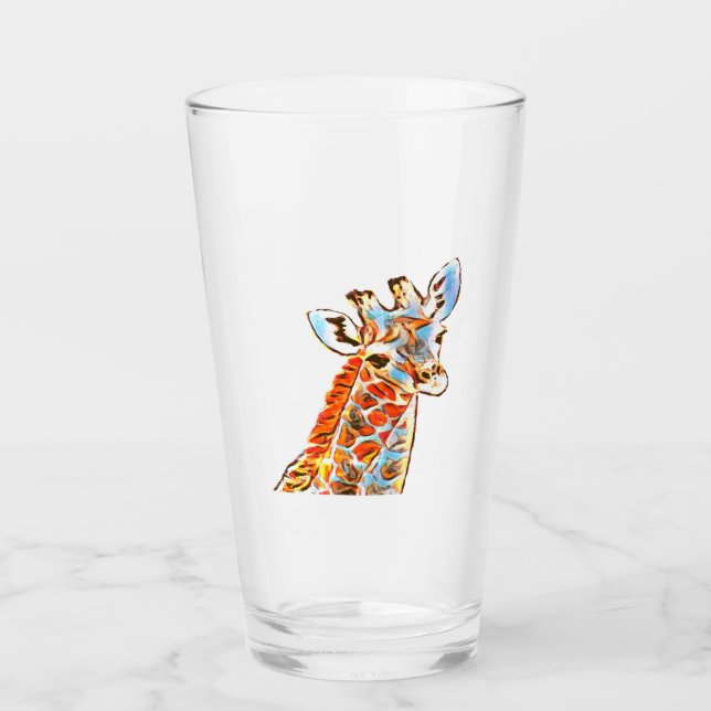 Colourful Giraffe Glass (Front)