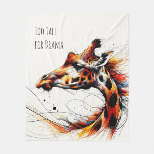 Colourful Giraffe Line art funny Personalised Fleece Blanket