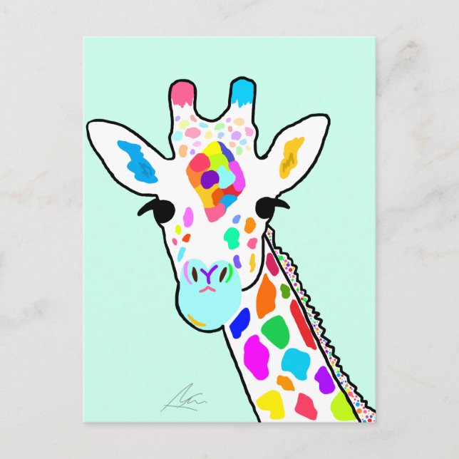 Colourful Giraffe Modern Art Postcard (Front)