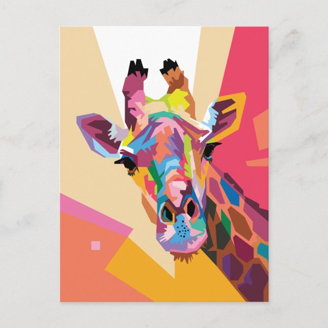 Colourful Giraffe Pop Art Postcard (Front)