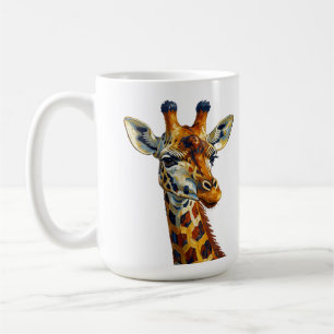 Colourful Giraffe Portrait Oil Painting Art Coffee Mug