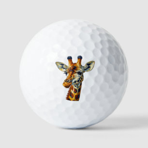 Colourful Giraffe Portrait Oil Painting Art Golf Balls