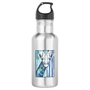 Colourful Giraffe Portrait Vintage Engraving Vecto 532 Ml Water Bottle