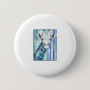 Colourful Giraffe Portrait Vintage Engraving Vecto 6 Cm Round Badge