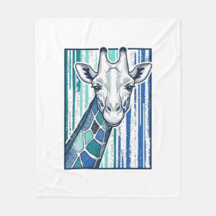 Colourful Giraffe Portrait Vintage Engraving Vecto Fleece Blanket