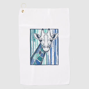Colourful Giraffe Portrait Vintage Engraving Vecto Golf Towel