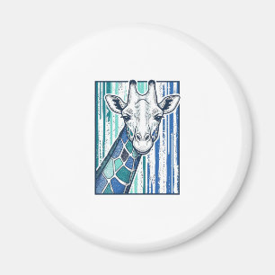 Colourful Giraffe Portrait Vintage Engraving Vecto Magnet