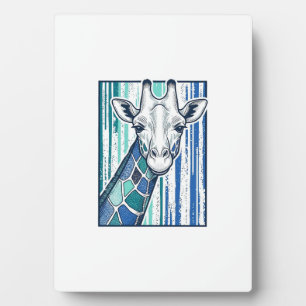 Colourful Giraffe Portrait Vintage Engraving Vecto Plaque