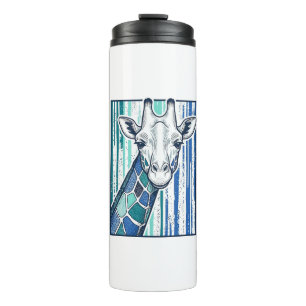 Colourful Giraffe Portrait Vintage Engraving Vecto Thermal Tumbler