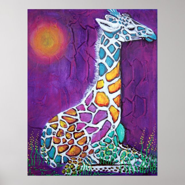 Colourful Giraffe Poster (Front)