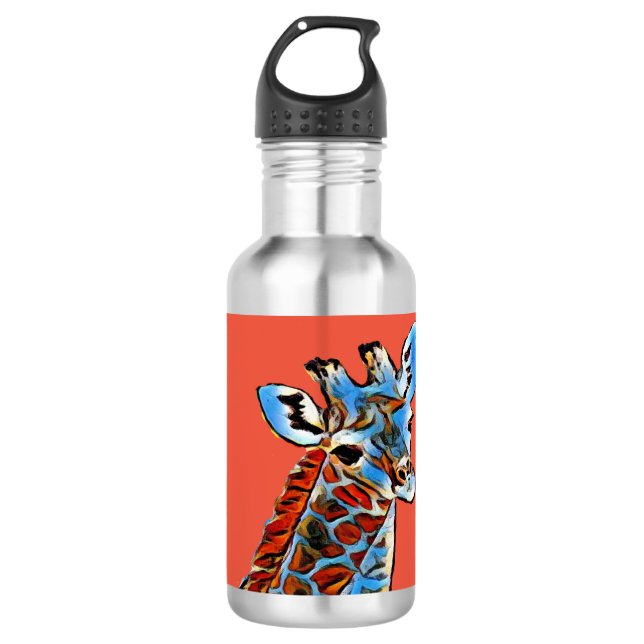 Colourful giraffe Stainless Steel Water Bottle (Front)