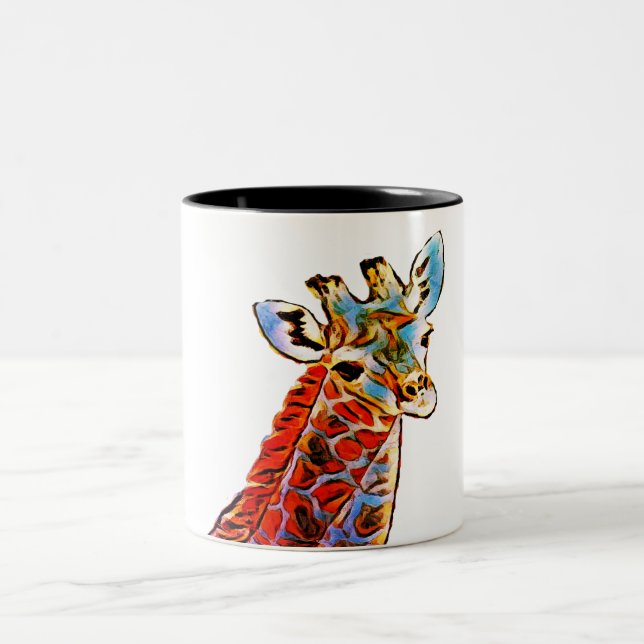 Colourful giraffe Two-Tone coffee mug (Center)