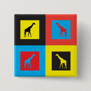 Colourful Giraffes 15 Cm Square Badge
