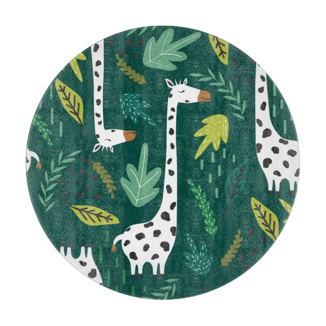 Colourful Giraffes: Decorative Animal Pattern. Cutting Board (Front)