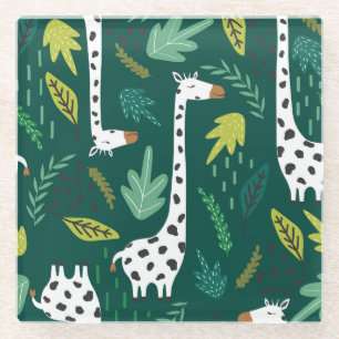 Colourful Giraffes: Decorative Animal Pattern. Glass Coaster