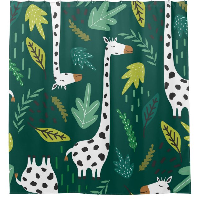 Colourful Giraffes: Decorative Animal Pattern. Shower Curtain (Front)