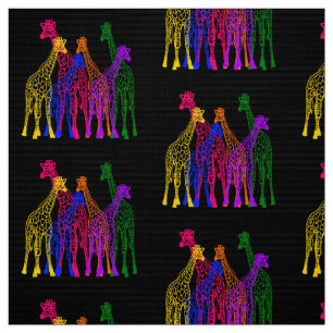 Colourful Giraffes Fabric