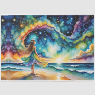 Colourful Girl Beach and Sky Tissue Paper