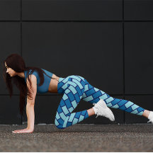 Colourful Girl Blue Brick Gym Yoga  Women Leggings