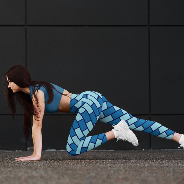 Colourful Girl Blue Brick Gym Yoga  Women Leggings (Creator Uploaded)