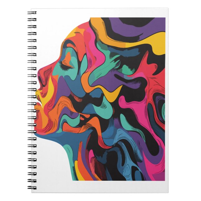 Colourful Girl Face Illustration Notebook (Front)