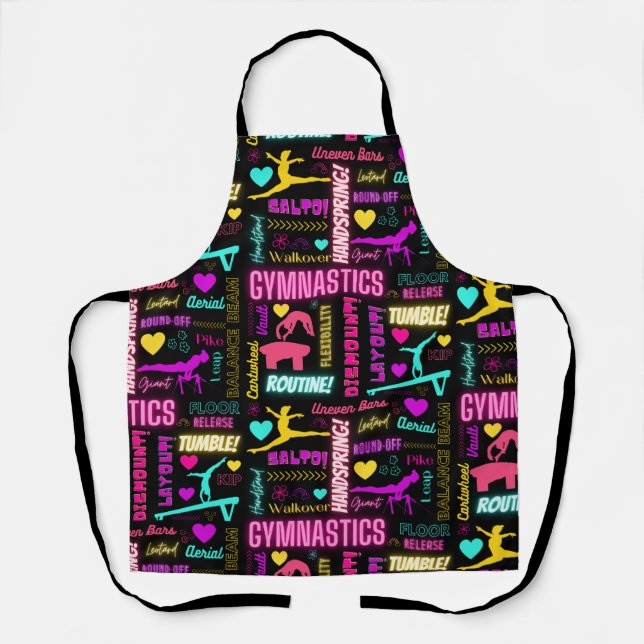 Colourful Girls Gymnastics Glossary Typography   Apron (Front)