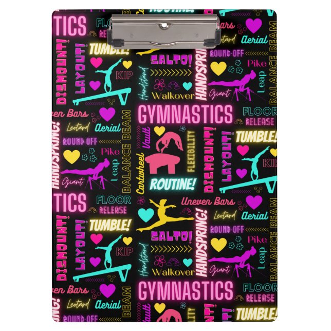 Colourful Girls Gymnastics Glossary Typography    Clipboard (Front)